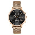 Hugo Boss Integrity Black Dial Gold Mesh Bracelet Watch for Men - 1513808