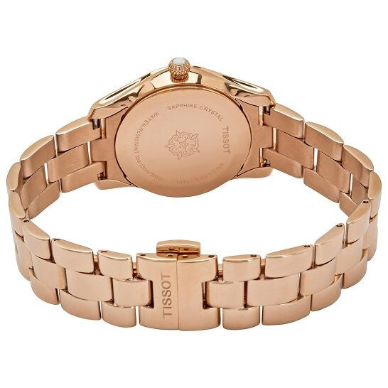 Tissot T Wave Mother of Pearl Dial Rose Gold Steel Strap Watch For Women - T112.210.33.113.00