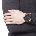 Diesel Mega Chief Quartz Chronograph Brown Leather Watch For Men - DZ4343