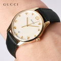 Gucci G-Timeless Quartz Mother of Pearl Dial Black Leather Strap Watch For Women - YA1264044