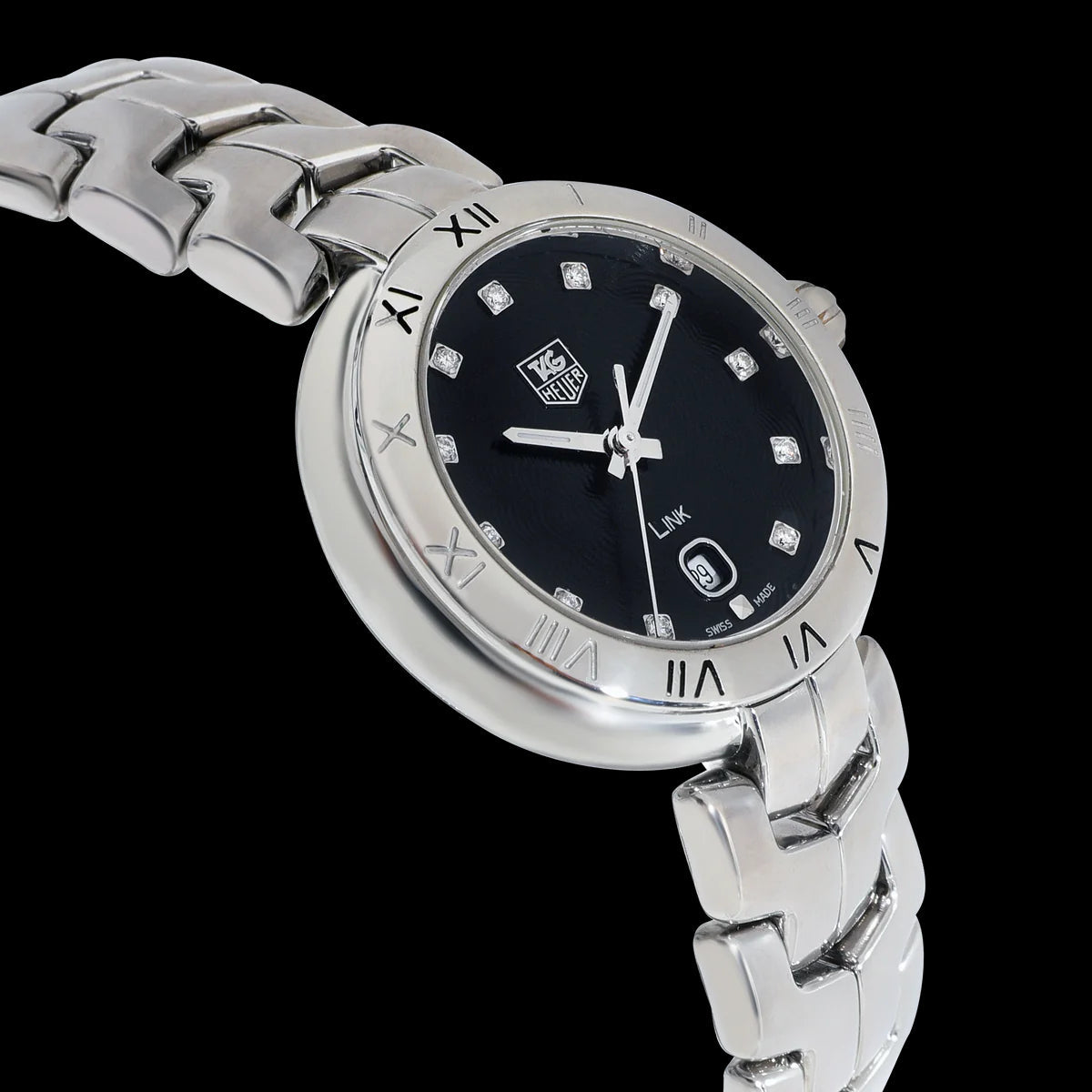 Tag Heuer Link Quartz Diamonds Black Dial Silver Steel Strap Watch for Women - WAT1410.BA0954