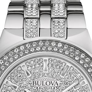 Bulova Crystal Pave Silver Dial Silver Steel Strap Watch for Men - 96B235