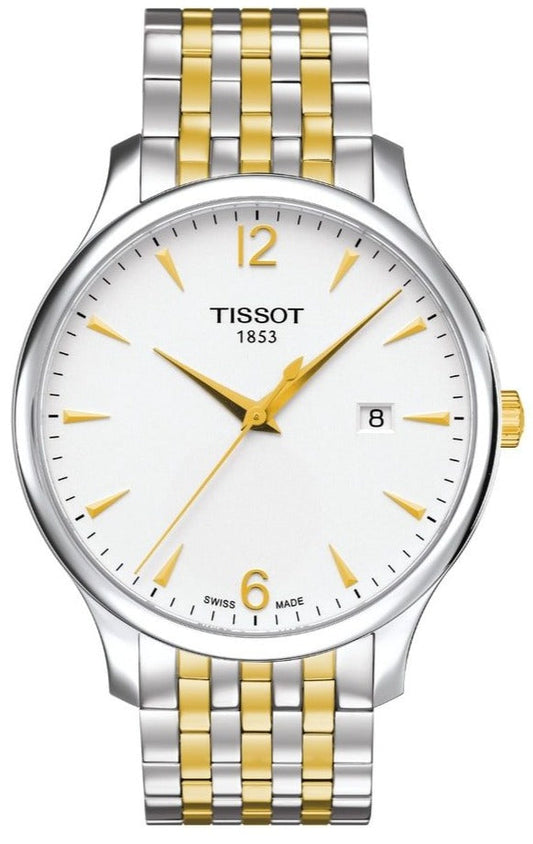 Tissot T Classic Tradition White Dial Two Tone Mesh Bracelet Watch for Women - T063.210.22.037.00
