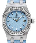 Audemars Piguet Royal Oak Quartz Diamonds Turquoise Dial Turquoise Leather Strap Watch for Women - 67601ST.ZZ.D034CR.01