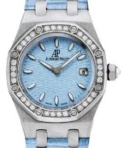 Audemars Piguet Royal Oak Quartz Diamonds Turquoise Dial Turquoise Leather Strap Watch for Women - 67601ST.ZZ.D034CR.01