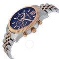 Michael Kors Lexington Blue Dial Two Tone Steel Strap Watch for Men - MK8412