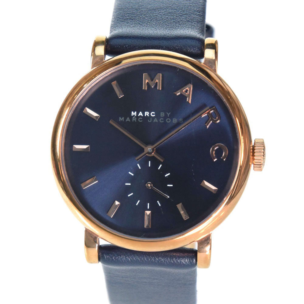 Marc Jacobs Baker Navy Blue Dial Navy Blue Leather Strap Watch for Women - MBM1329