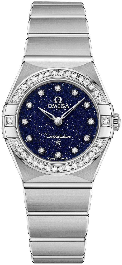 Omega Constellation Manhattan Quartz Diamonds Blue Dial Silver Steel Strap Watch for Women - 131.15.25.60.53.001