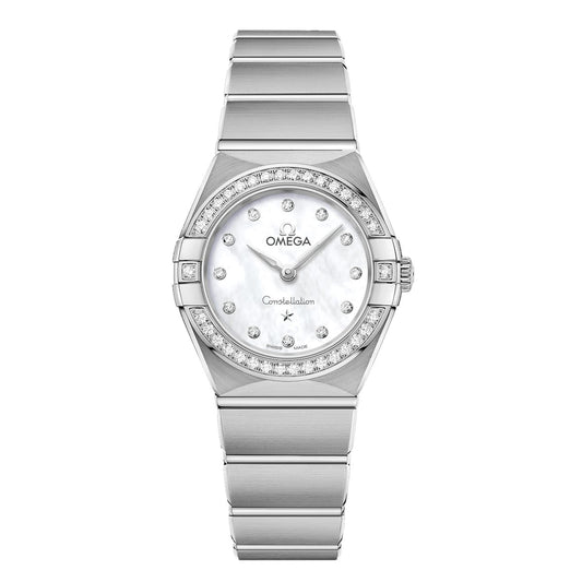 Omega Constellation Manhattan Quartz Diamonds Mother of Pearl Dial Silver Steel Strap Watch for Women - 131.15.25.60.55.001