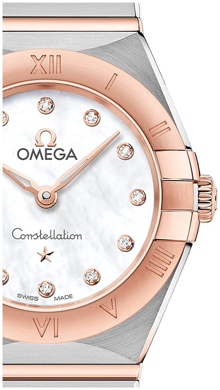 Omega Constellation Manhattan Quartz Diamonds Mother of Pearl Dial Two Tone Steel Strap Watch for Women - 131.20.25.60.55.001