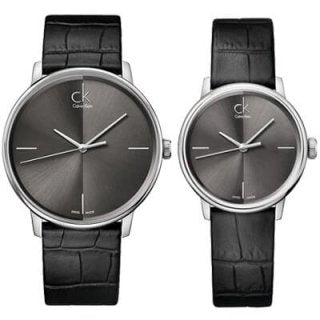 Calvin Klein Accent Black Dial Black Leather Strap Watch for Women  - K2Y2Y1C3