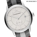 Burberry The Classic Silver Dial Horseferry Black Leather Strap Watch for Men - BU10002