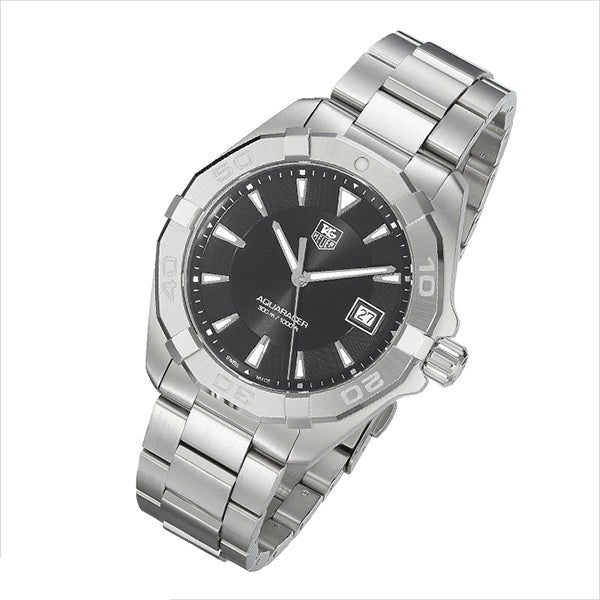 Tag Heuer Aquaracer Quartz Black Dial Silver Steel Strap Watch for Men - WAY1110.BA0928