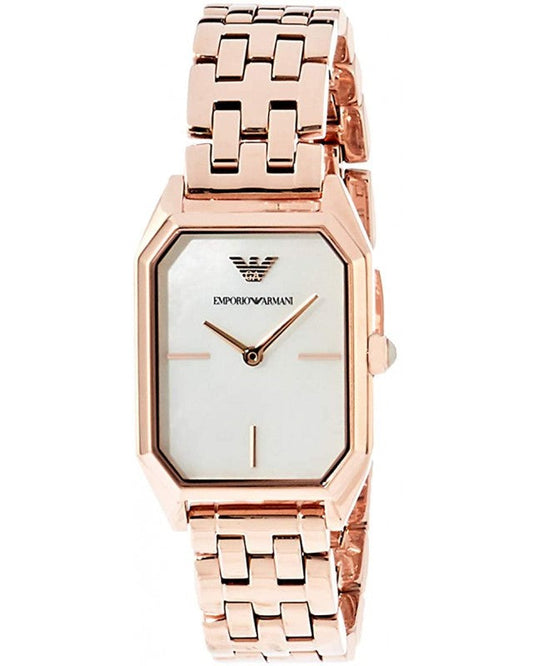 Emporio Armani Giola Mother of Pearl White Dial Rose Gold Steel Strap Watch For Women - AR11147