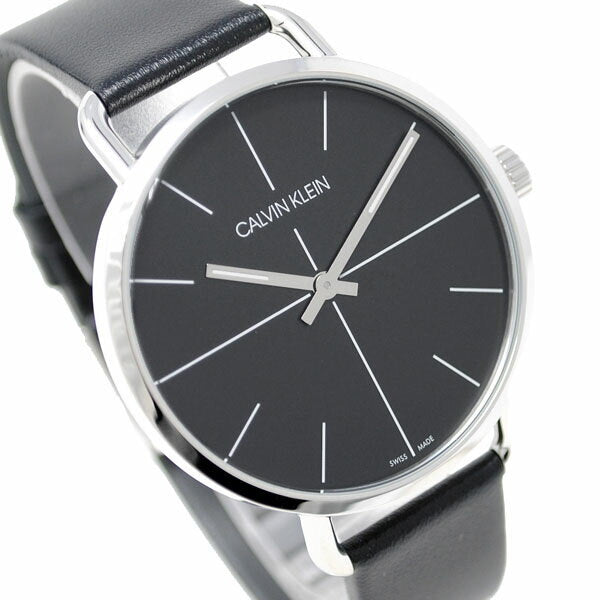 Calvin Klein Evan Black Dial Black Leather Strap Watch for Men - K7B211CZ