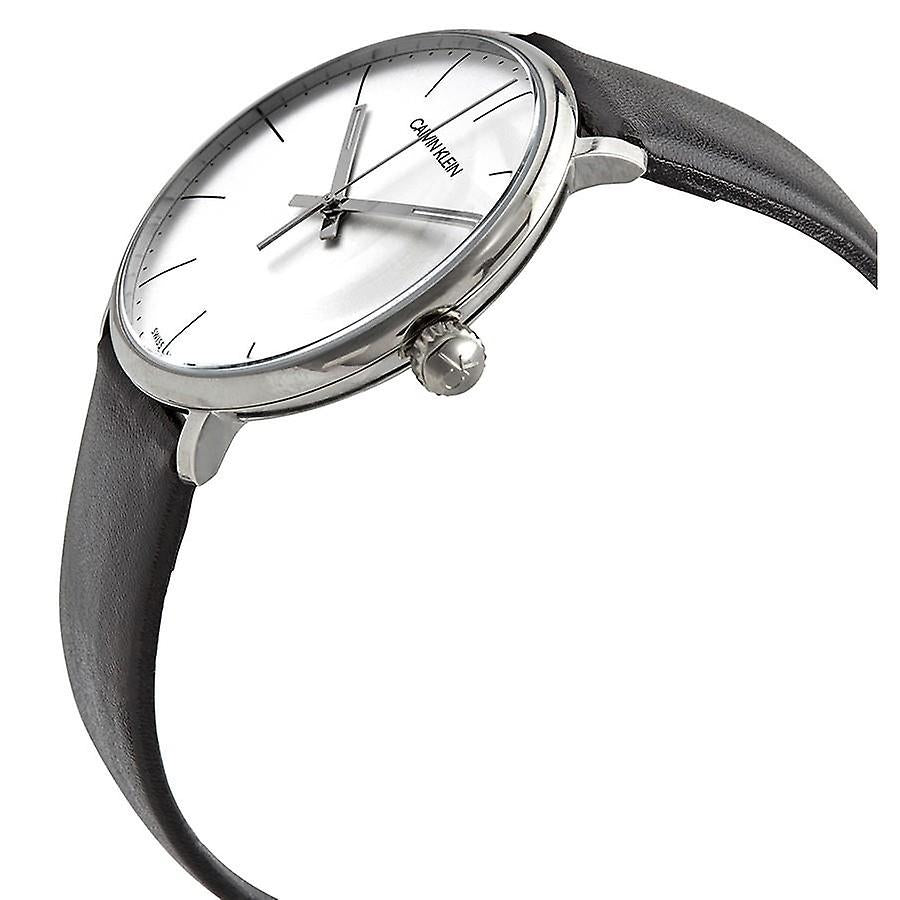 Calvin Klein High Noon Quartz White Dial Black Leather Strap Watch for Men - K8M211C6