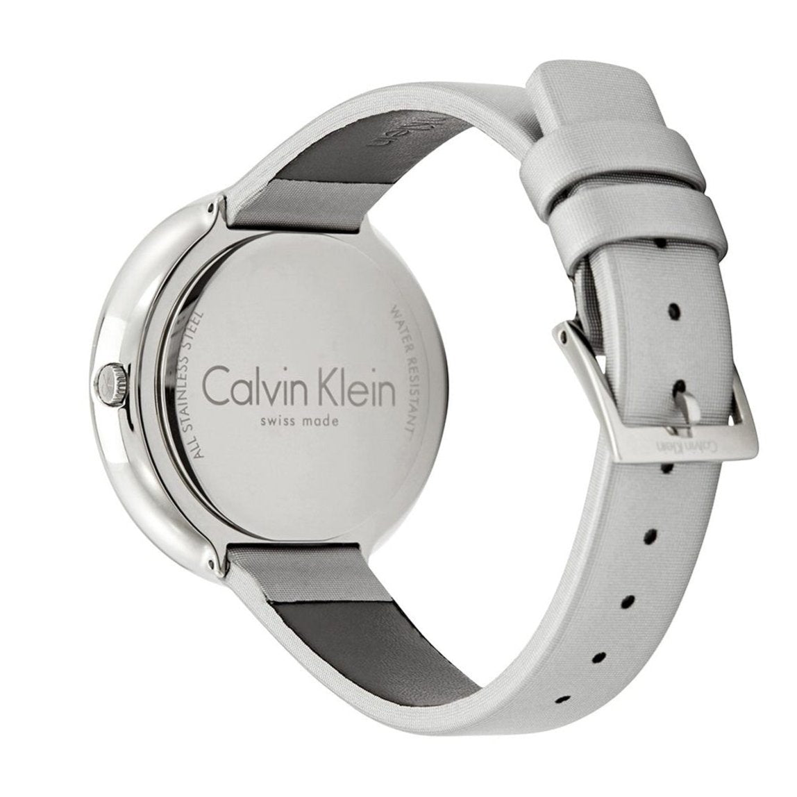 Calvin Klein Chic Silver Dial White Leather Strap Watch for Women - K7N23UP8