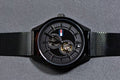 Tommy Hilfiger Spencer Skeleton Black Dial Black Mesh Bracelet Watch for Men - 1791644