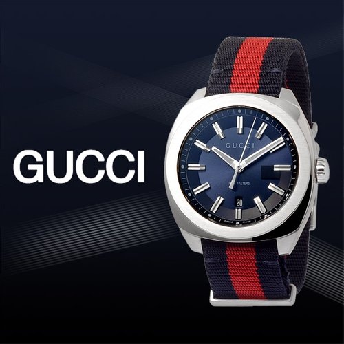 Gucci Quartz Blue Dial Two Tone Nylon Strap Watch For Men - YA142304