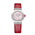 Bvlgari Lvcea Intarsio Diamonds Mother of Pearl Pink Dial Red Leather Strap Watch for Women - LVCEA103619