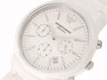 Emporio Armani Ceramica Chronograph White Dial White Steel Strap Watch For Men - AR1453