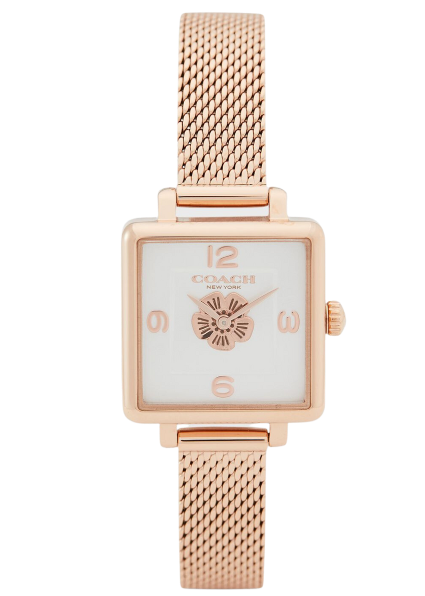 Coach Cass White Dial Rose Gold Mesh Bracelet Watch for Women - 14503698