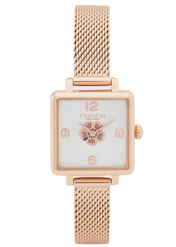 Coach Cass White Dial Rose Gold Mesh Bracelet Watch for Women - 14503698