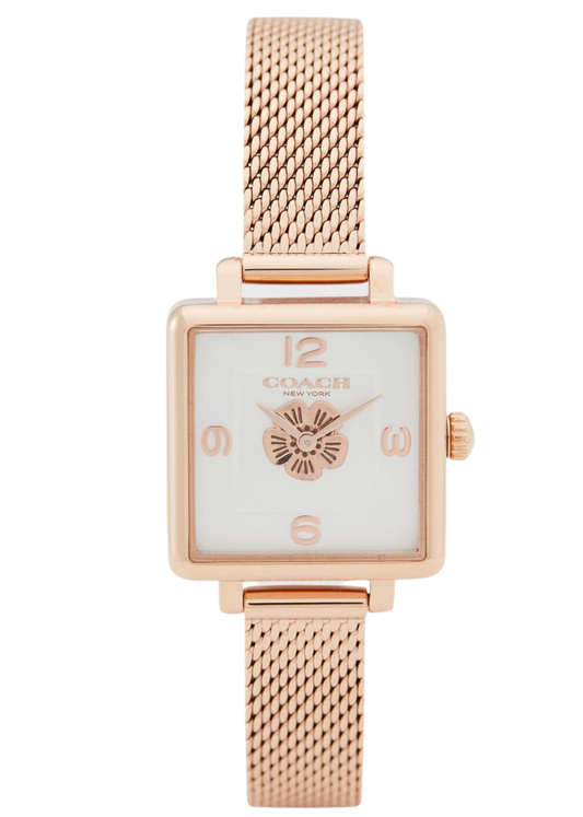 Coach Cass White Dial Rose Gold Mesh Bracelet Watch for Women - 14503698