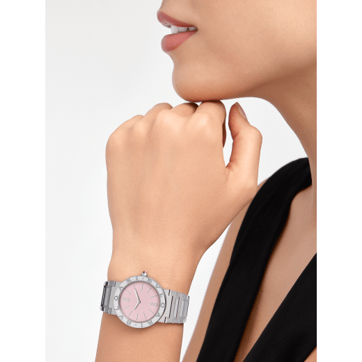 Bvlgari Bvlgari Bvlgari Quartz Pink Dial Silver Steel Strap Watch for Women - BVLGARI103711