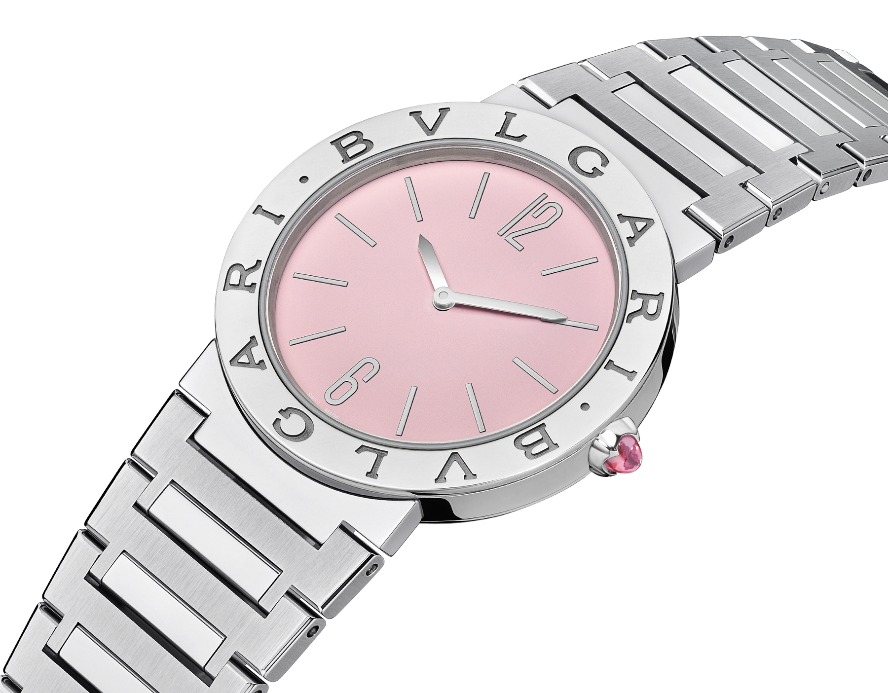 Bvlgari Bvlgari Bvlgari Quartz Pink Dial Silver Steel Strap Watch for Women - BVLGARI103711