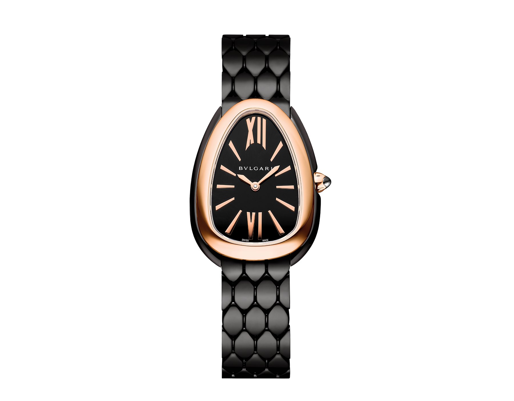 Bvlgari Serpenti Seduttori Black Dial Black Steel Strap Watch for Women - SERPENTI103704