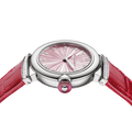 Bvlgari Lvcea Intarsio Diamonds Mother of Pearl Pink Dial Red Leather Strap Watch for Women - LVCEA103619