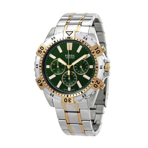 Fossil Garrett Chronograph Green Dial Two Tone Steel Strap Watch for Men - FS5622