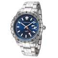 Versace Hellenyium GMT Blue Dial Silver Steel Strap Watch for Men - V11010015