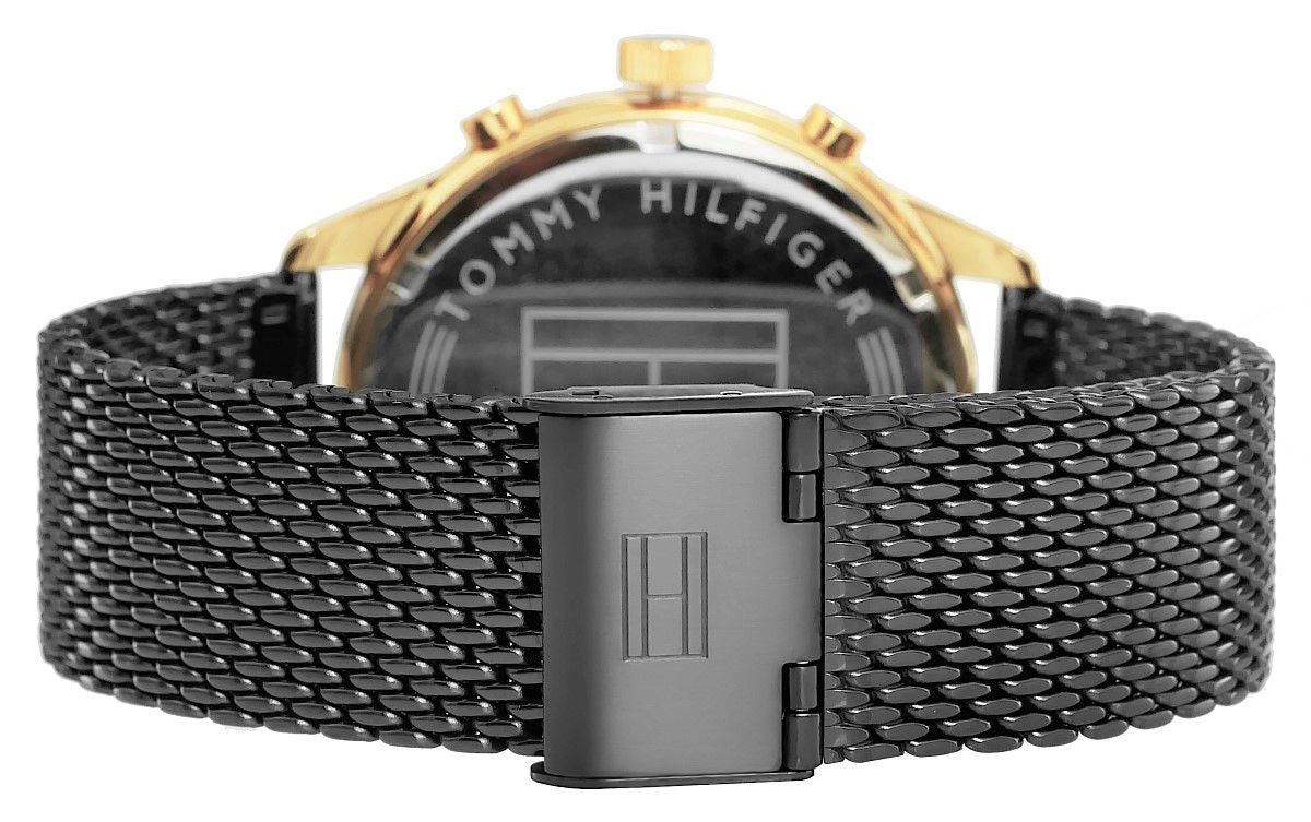 Tommy Hilfiger Chase Quartz Black Dial Black Mesh Bracelet Watch for Men - 1791580