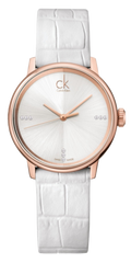 Calvin Klein Accent White Dial White Leather Strap Watch for Women - K2Y2Y6KW