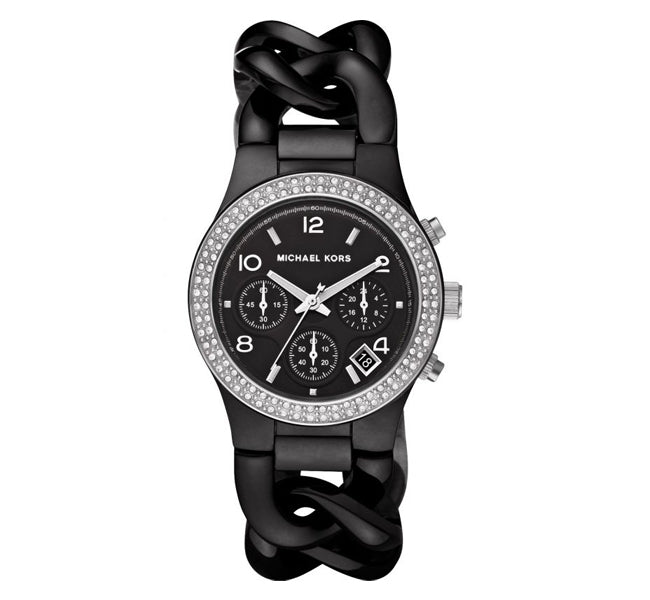 Michael Kors Ceramic Black Dial Black Steel Strap Watch for Women - MK5388