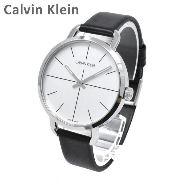 Calvin Klein Evan White Dial Black Leather Strap Watch for Women - K7B231CY