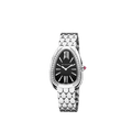 Bvlgari Serpenti Seduttori Diamonds Black Dial Silver Steel Strap Watch for Women - SERPENTI103449