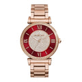 Michael Kors Caitlin Red Dial Rose Gold Stainless Steel Strap Watch for Women - MK3377