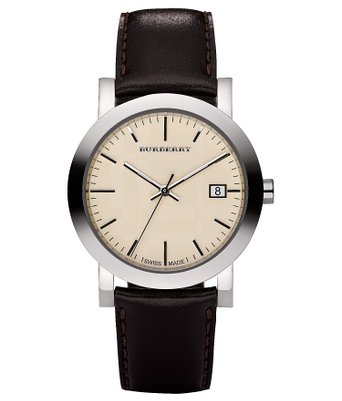 Burberry Heritage Beige Dial Brown Leather Strap Watch for Men - BU1777