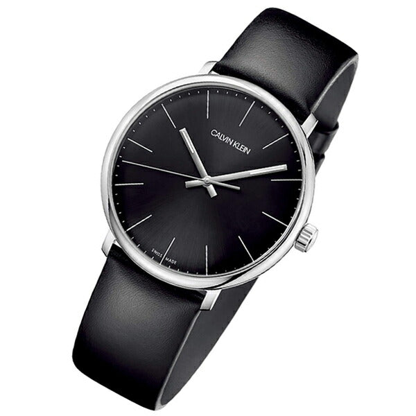 Calvin Klein High Noon Quartz Black Dial Black Leather Strap Watch for Men - K8M211C1