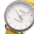 Coach Delancey White Dial Yellow Leather Strap Watch for Women - 14502882