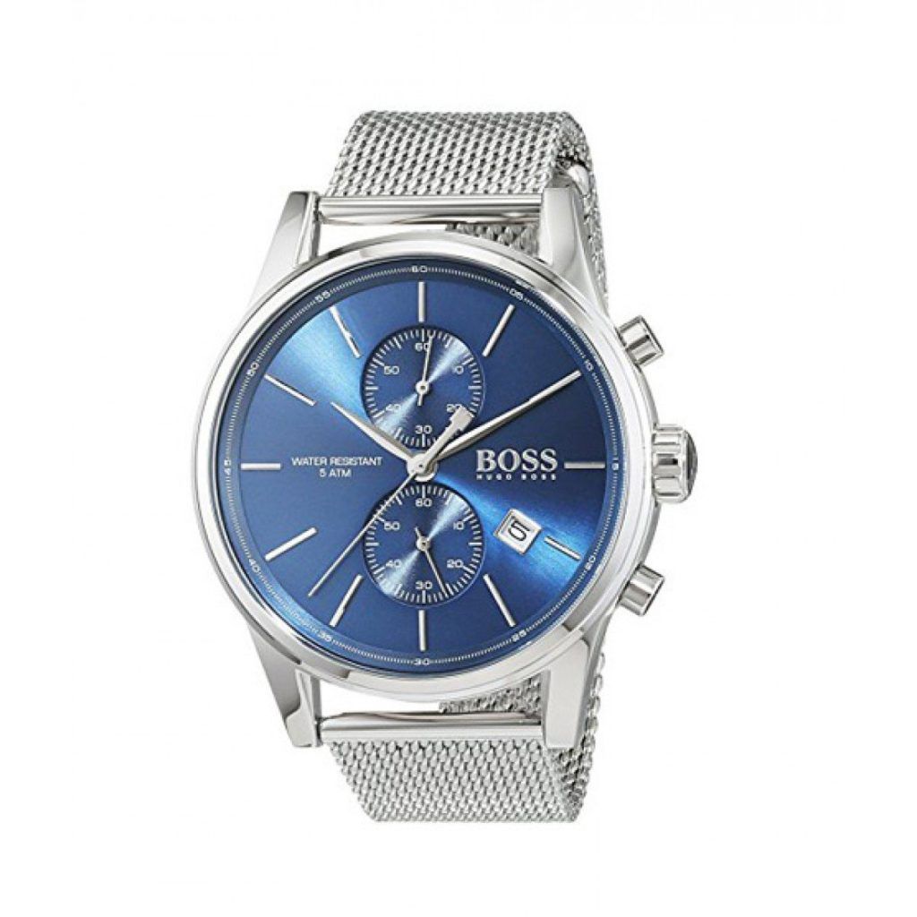 Hugo Boss Jet Blue Dial Silver Mesh Bracelet Watch for Men - 1513441