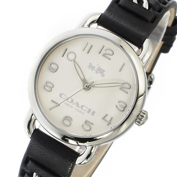 Coach Delancey White Dial Black Leather Strap Watch for Women - 14502714