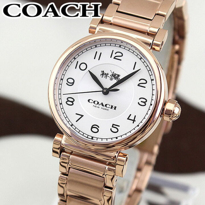 Coach Madison White Dial Rose Gold Steel Strap Watch for Women - 14502395