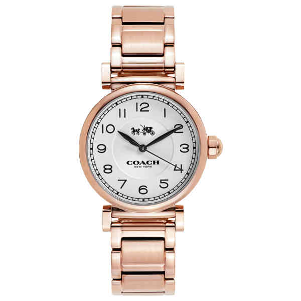 Coach Madison White Dial Rose Gold Steel Strap Watch for Women - 14502395