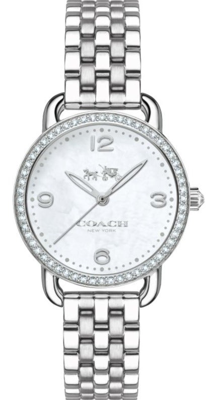 Coach Delancey Mother of Pearl Dial Silver Steel Strap Watch for Women - 14502477