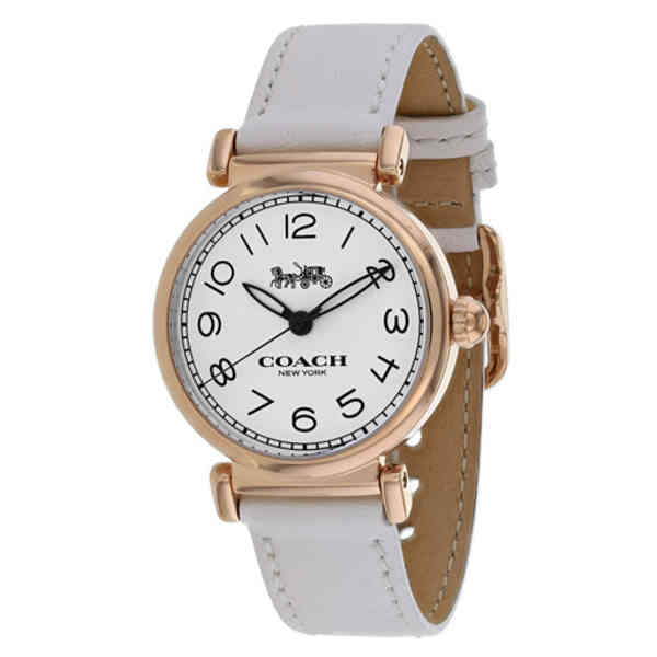 Coach Madison White Dial White Leather Strap Watch for Women - 14502401