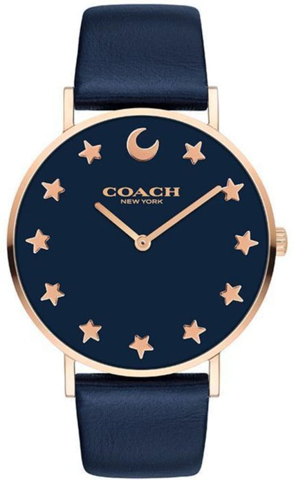 Coach Perry Navy Blue Dial Navy Blue Leather Strap Watch for Women - 14503043